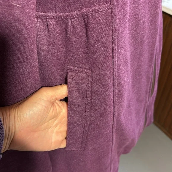 PRANA Mila Purple Full-Zip Sweatshirt Jacket Tunic Length Pockets Funnel Neck XL - Picture 5 of 16